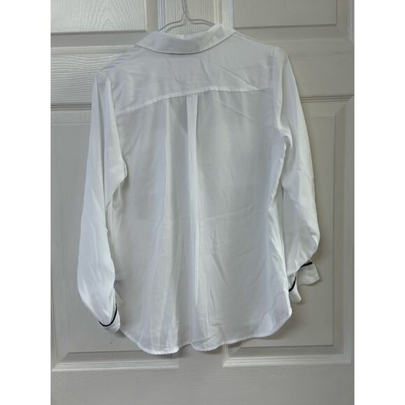 APT.9 White Button Down Blouse with Black Piping | Size XS - Picture 2 of 5